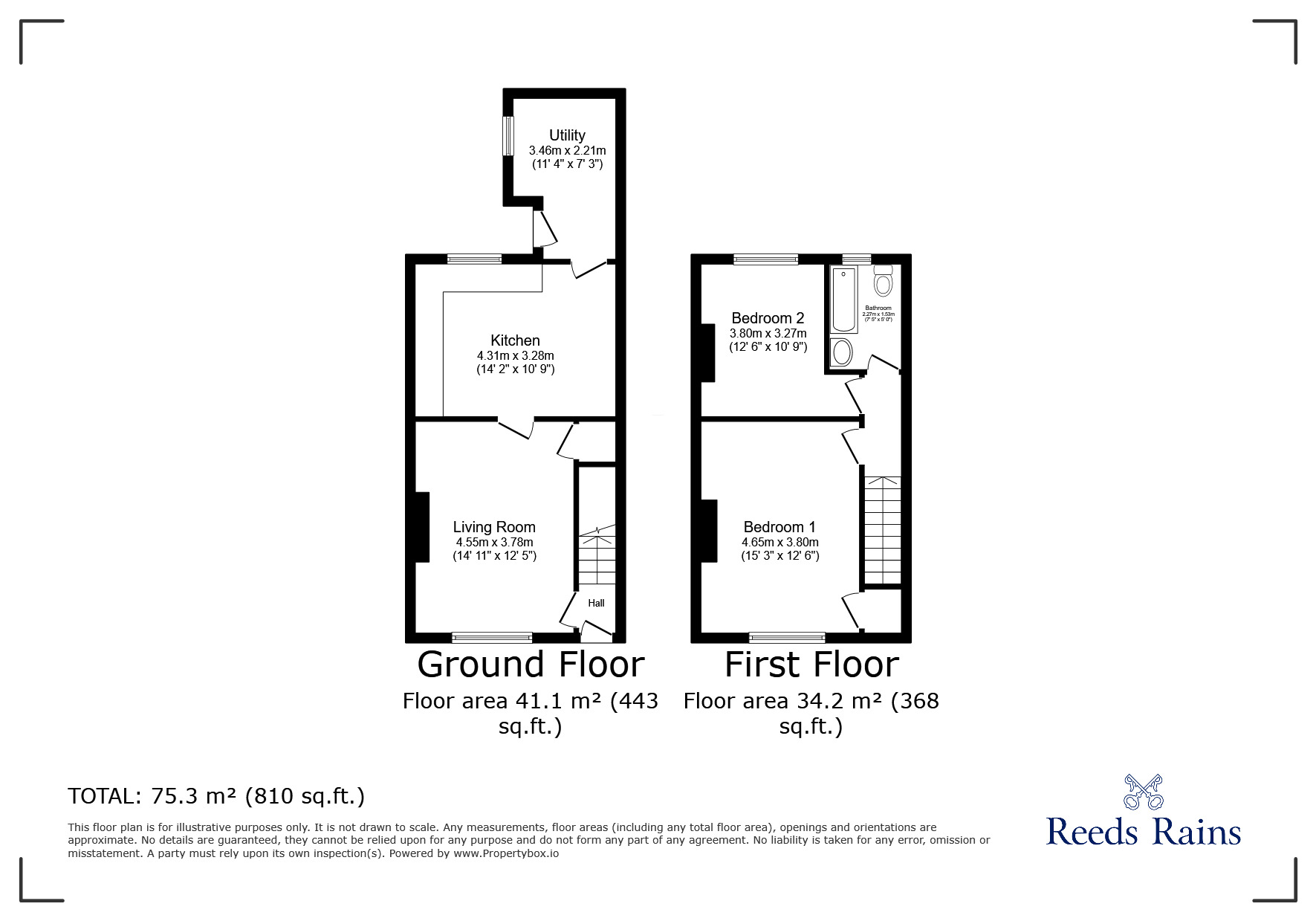 Floorplan of 2 bedroom Mid Terrace House for sale, Berry Edge Road, Consett, Durham, DH8