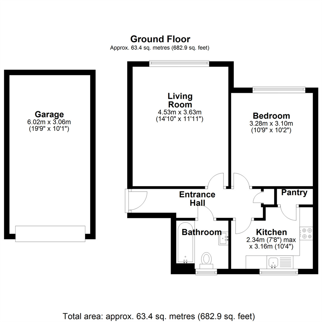 Floorplan of 3 bedroom Link Detached Bungalow for sale, Birmingham Road, Allesley, West Midlands, CV5