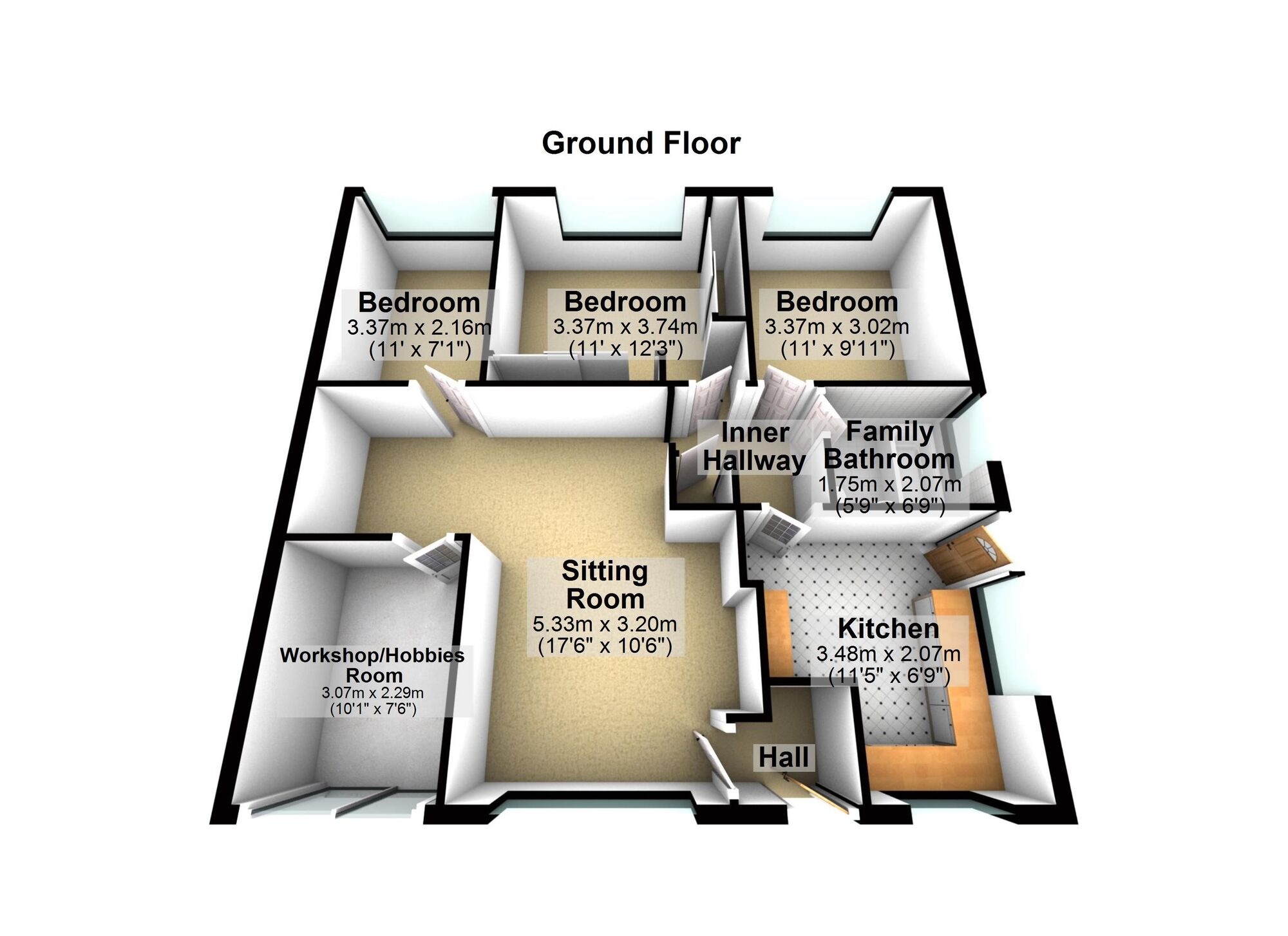 Floorplan of 3 bedroom Link Detached Bungalow for sale, Birmingham Road, Allesley, West Midlands, CV5