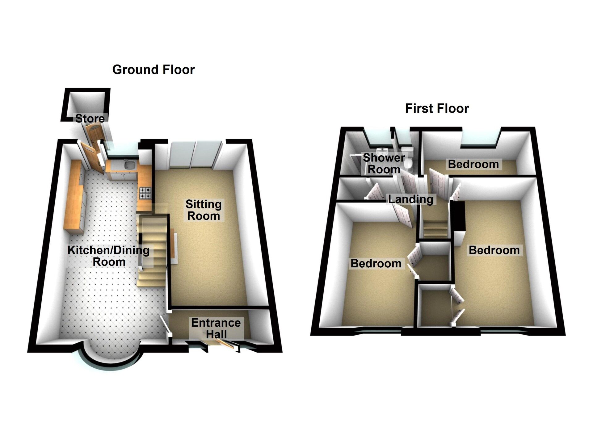 Floorplan of 3 bedroom Semi Detached House for sale, Sandythorpe, Willenhall, Coventry, CV3