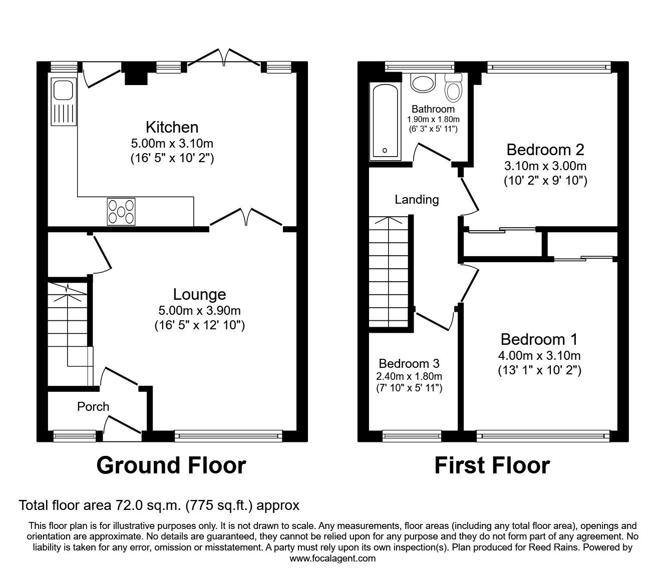 Floorplan of 3 bedroom Mid Terrace House to rent, Nettleton Court, Leeds, LS15