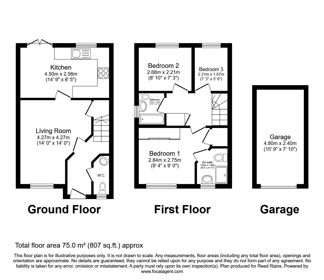 Floorplan of 3 bedroom Semi Detached House for sale, Alder Road, Whinmoor, West Yorkshire, LS14