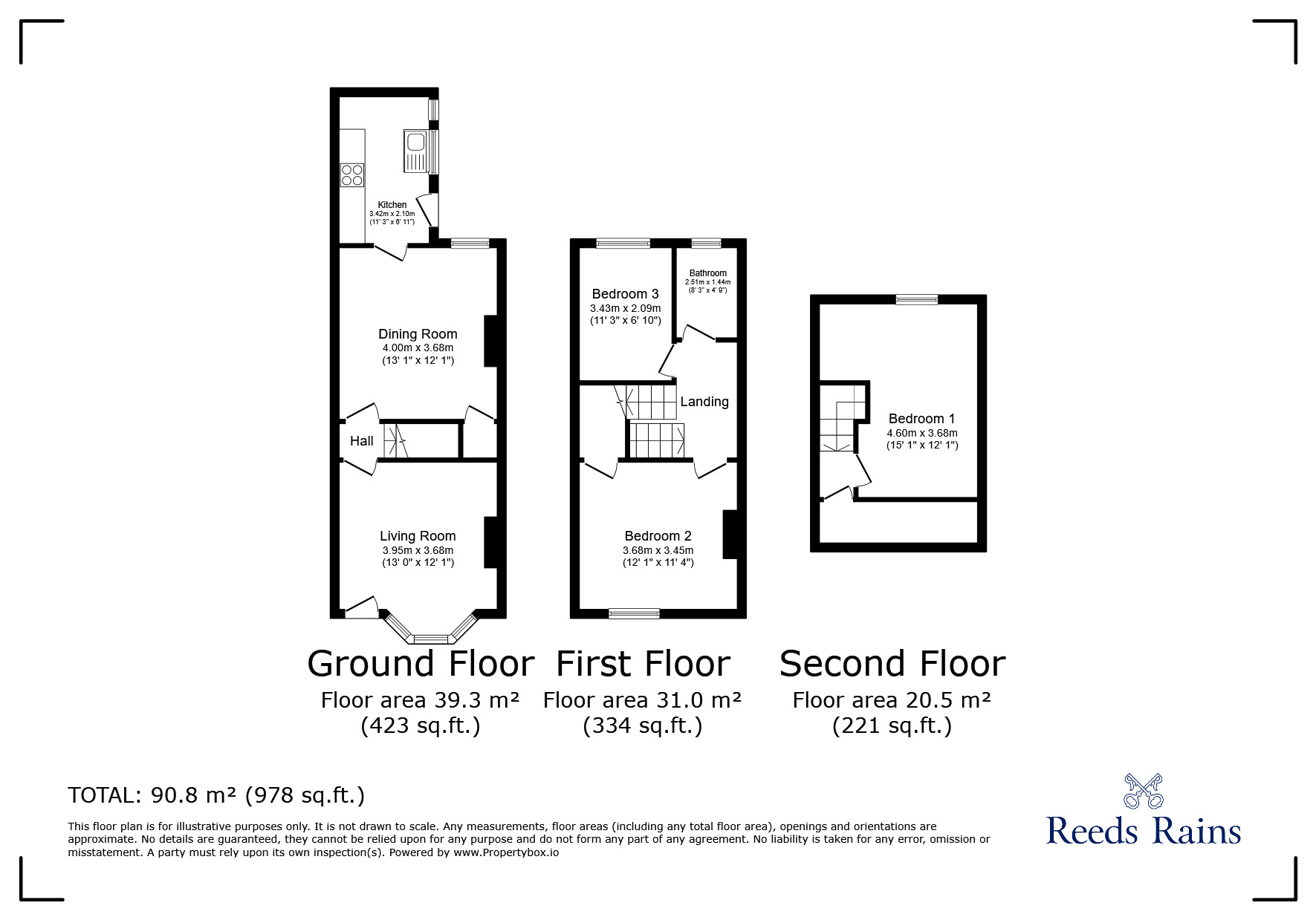 Floorplan of 3 bedroom Mid Terrace House for sale, Stanley Avenue, Leeds, West Yorkshire, LS9