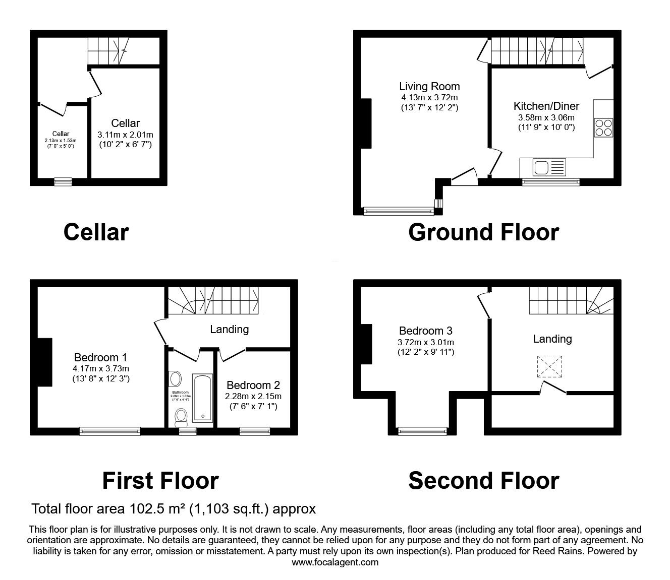 Floorplan of 3 bedroom End Terrace House for sale, Dawlish Terrace, Leeds, West Yorkshire, LS9