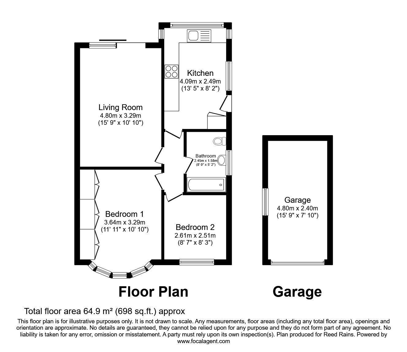 Floorplan of 2 bedroom Semi Detached Bungalow for sale, Lulworth Avenue, Leeds, LS15