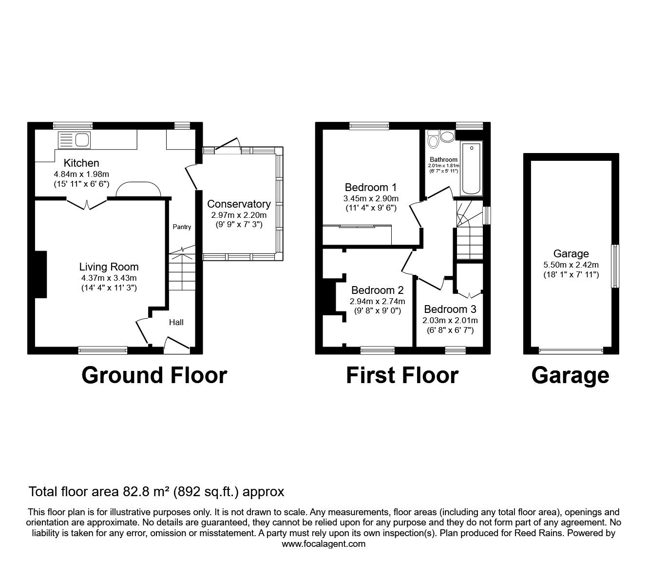 Floorplan of 3 bedroom Semi Detached House for sale, Inglewood Place, Leeds, West Yorkshire, LS14