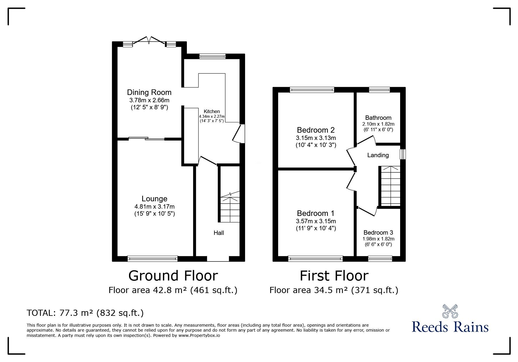 Floorplan of 3 bedroom Semi Detached House for sale, Earlswood Crescent, Kippax, West Yorkshire, LS25