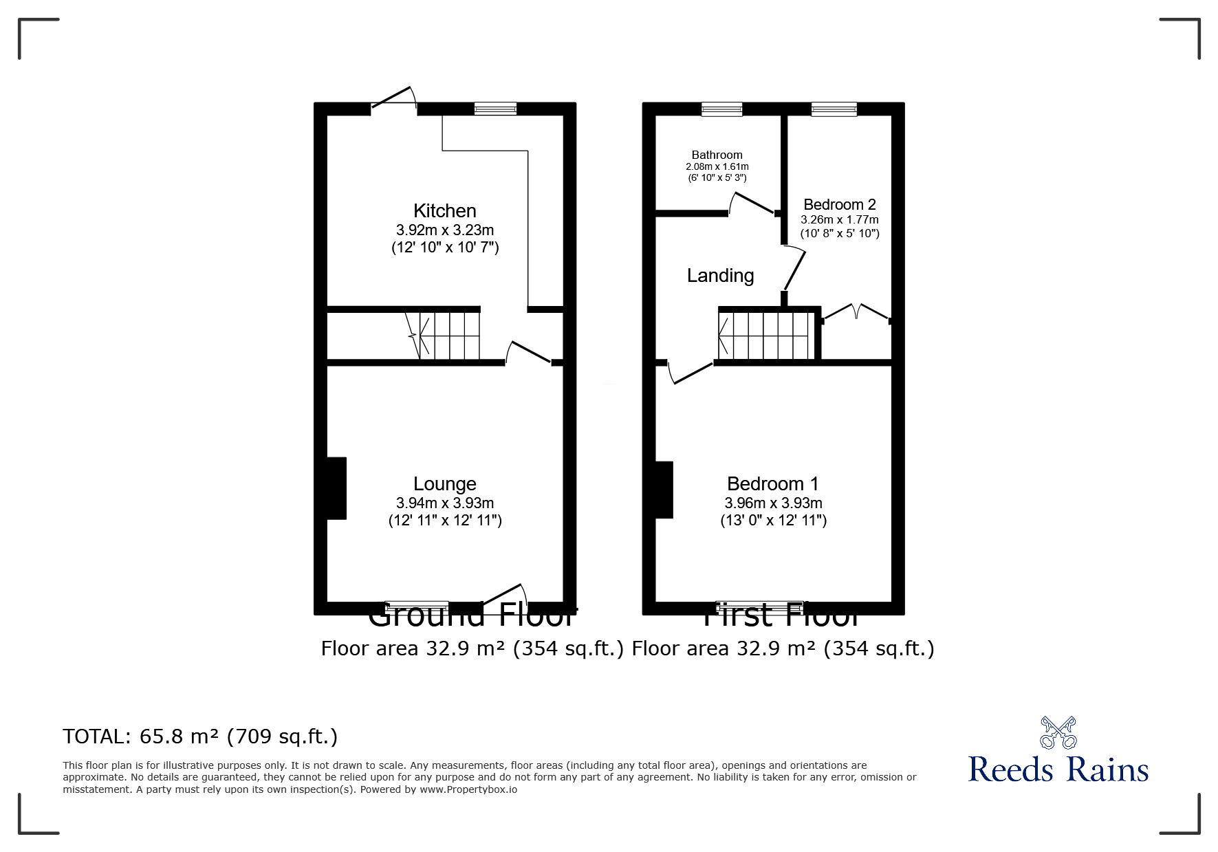 Floorplan of 2 bedroom Mid Terrace House for sale, The Cross, Barwick in Elmet, West Yorkshire, LS15