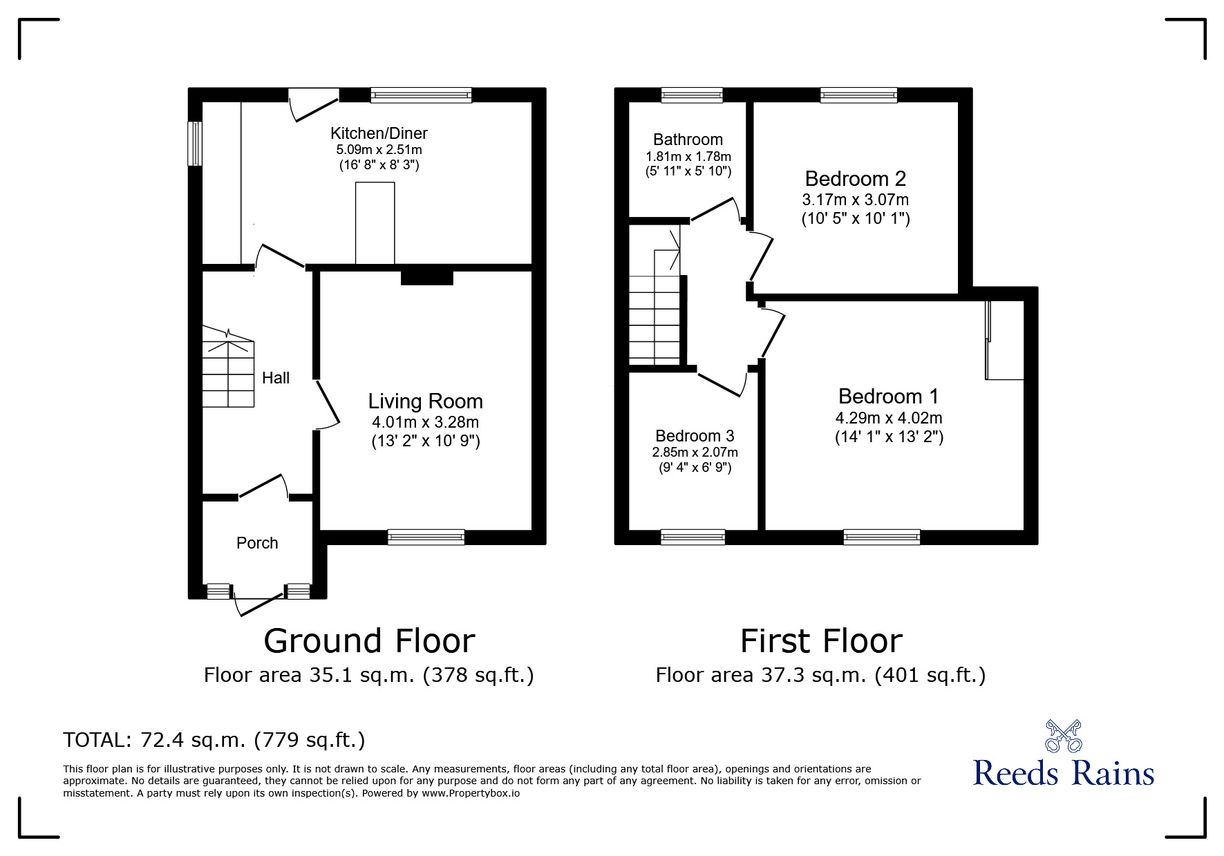 Floorplan of 3 bedroom Mid Terrace House for sale, Whitebridge Spur, Leeds, West Yorkshire, LS9