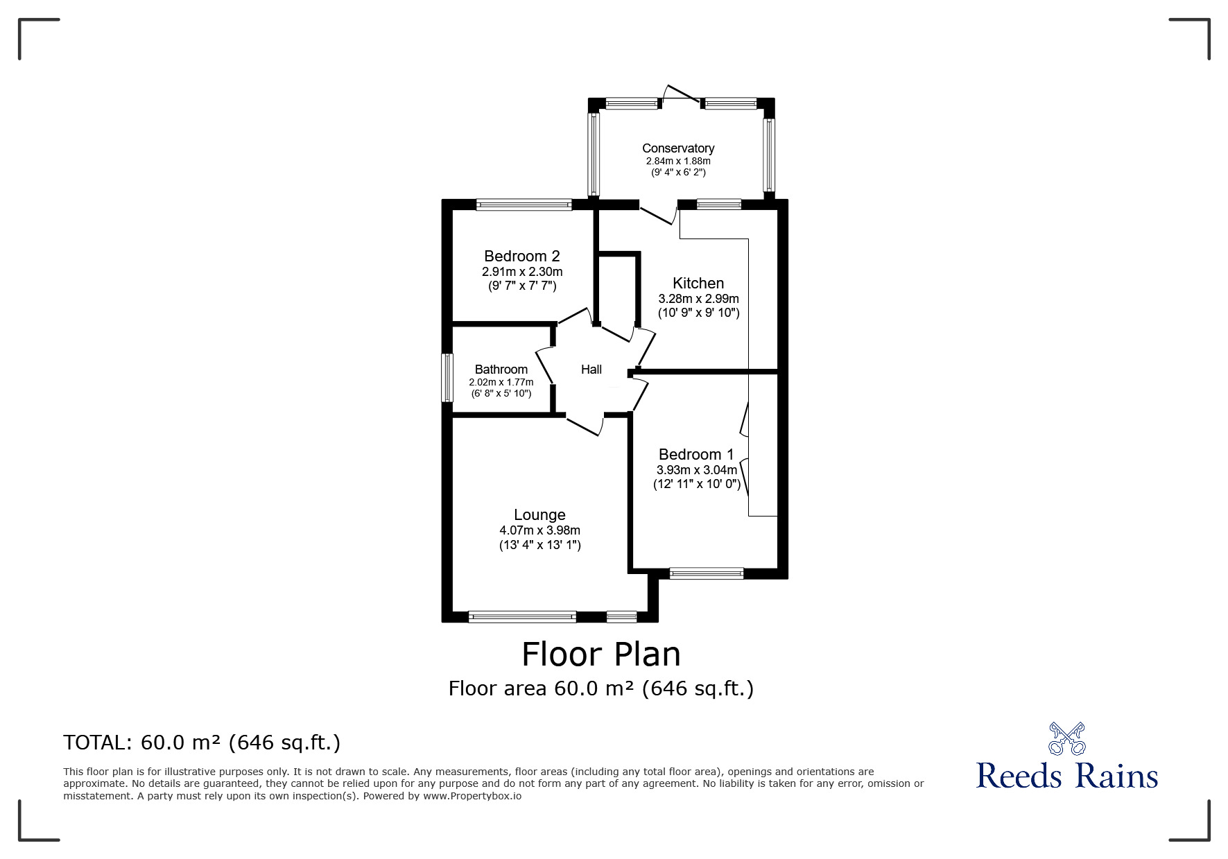 Floorplan of 2 bedroom Semi Detached Bungalow for sale, Pendas Walk, Leeds, West Yorkshire, LS15