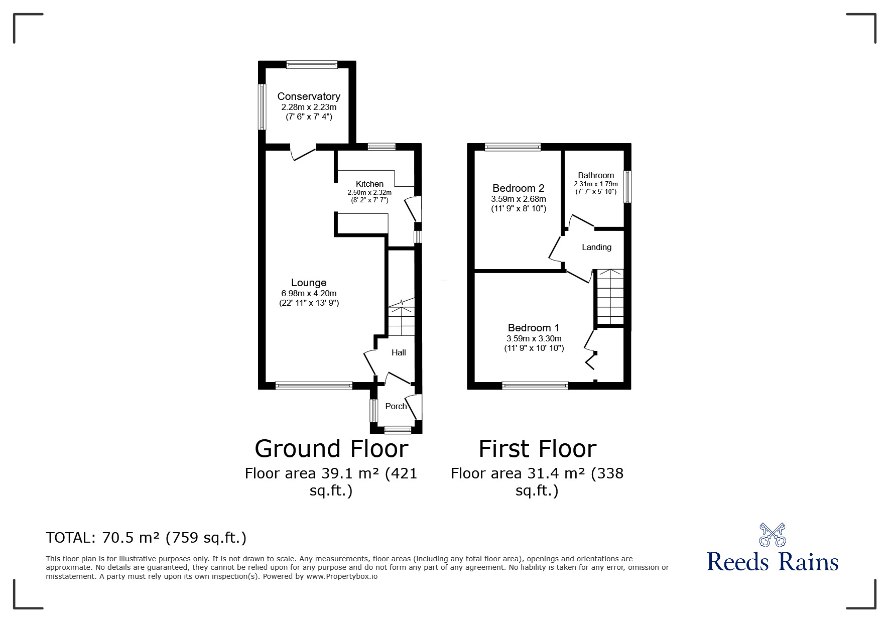 Floorplan of 2 bedroom Semi Detached House for sale, Kingswear Garth, Leeds, West Yorkshire, LS15