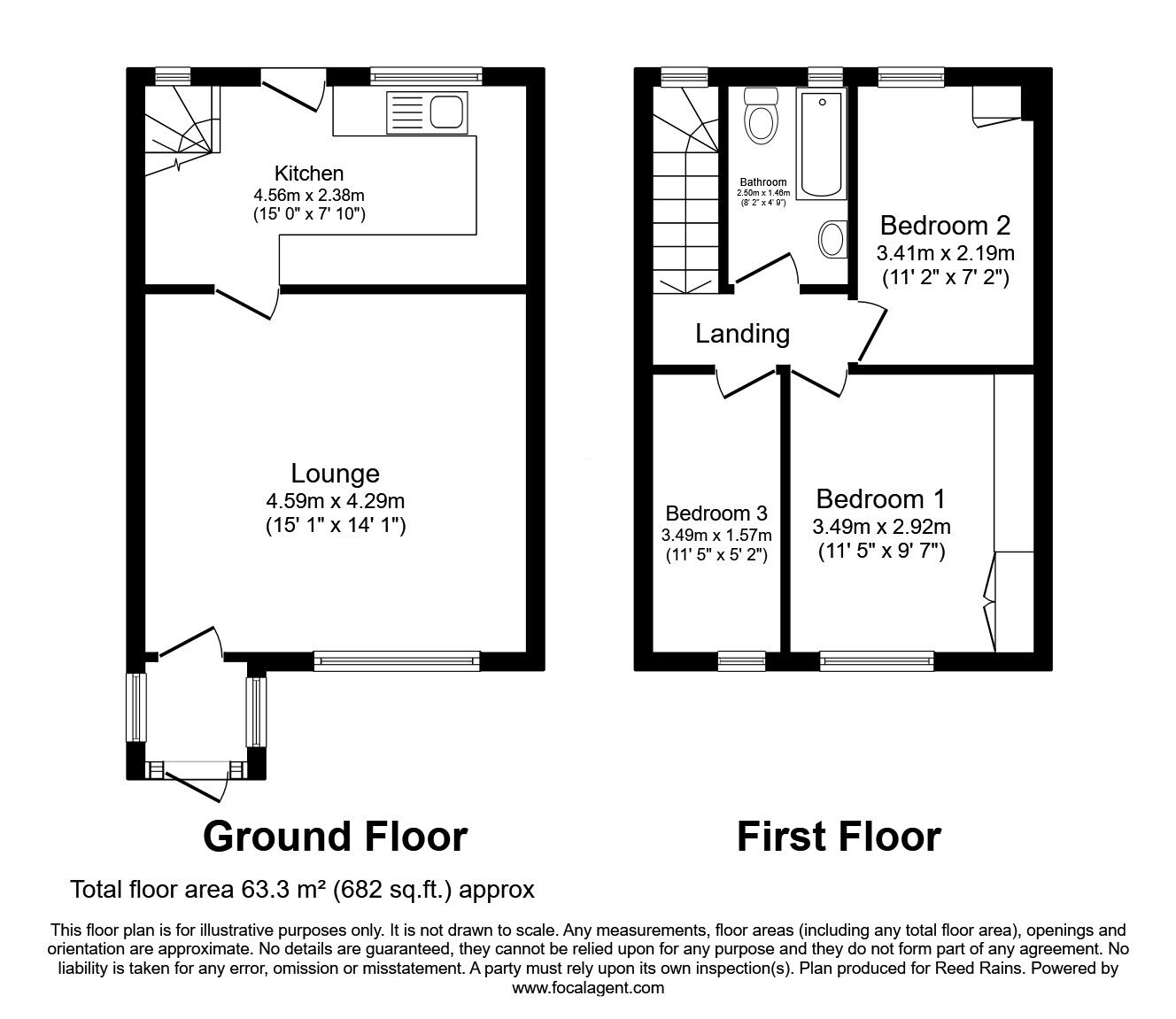 Floorplan of 3 bedroom Mid Terrace House for sale, Main Street, Scholes, West Yorkshire, LS15