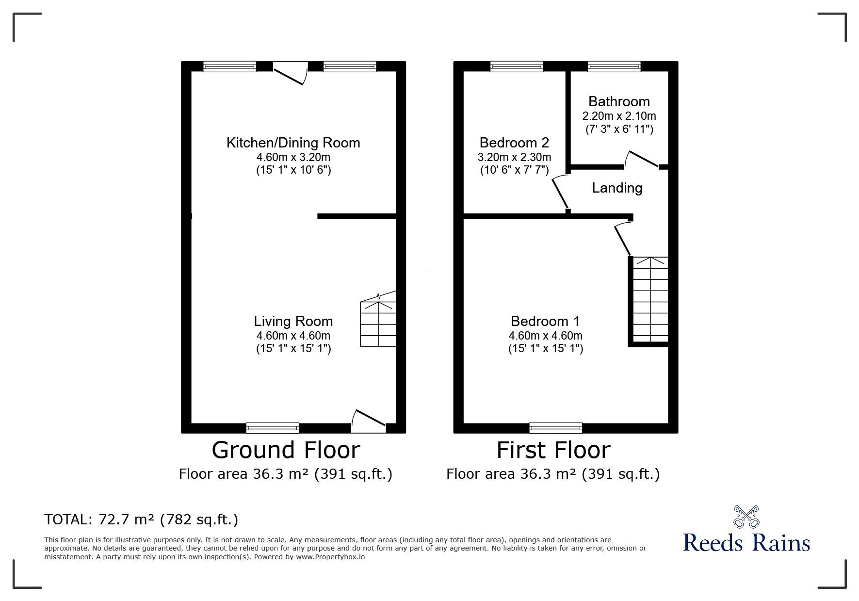 Floorplan of 2 bedroom Mid Terrace House to rent, Alexandra Street, Pelton, County Durham, DH2