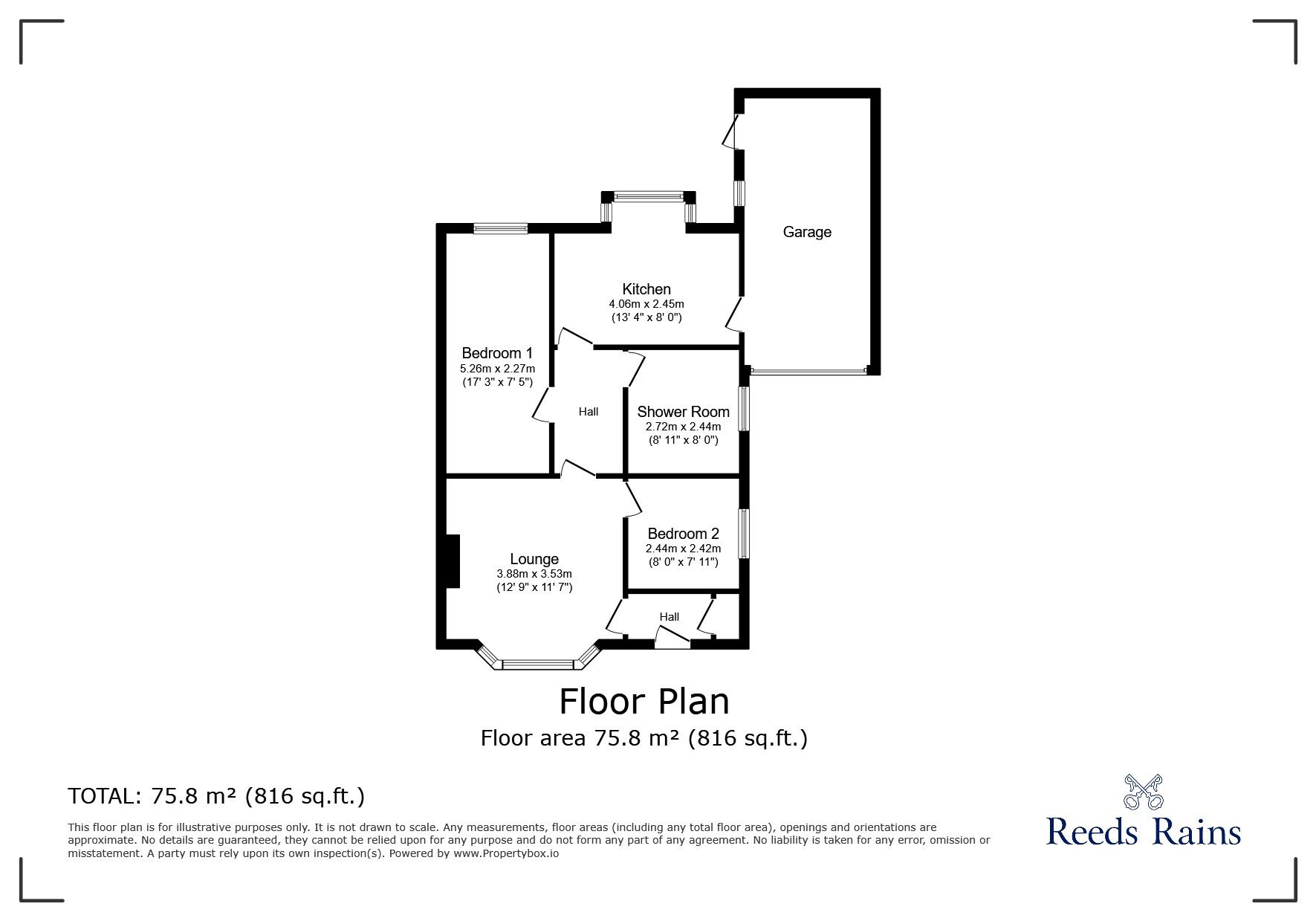 Floorplan of 2 bedroom Link Detached Bungalow for sale, Caragh Road, Chester Le Street, Durham, DH2