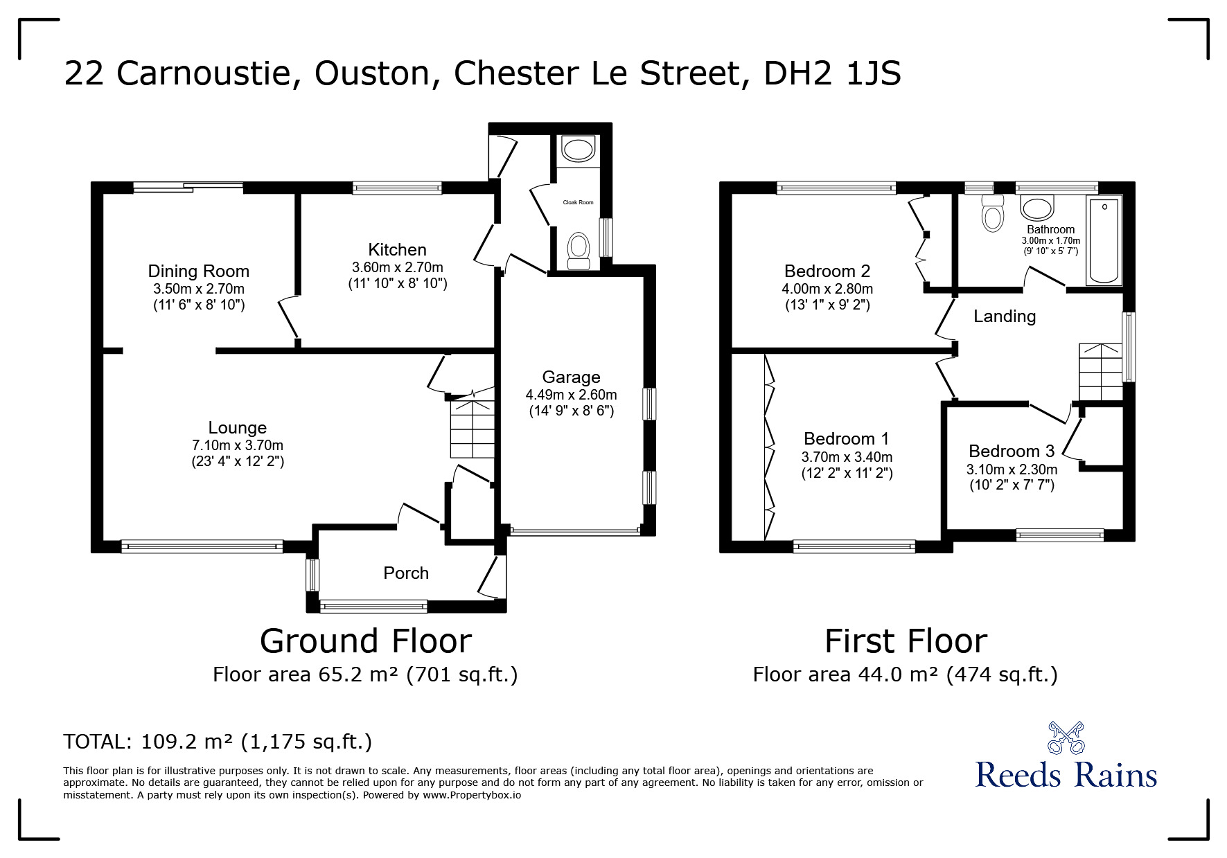 Floorplan of 3 bedroom Semi Detached House for sale, Carnoustie, Ouston, Durham, DH2