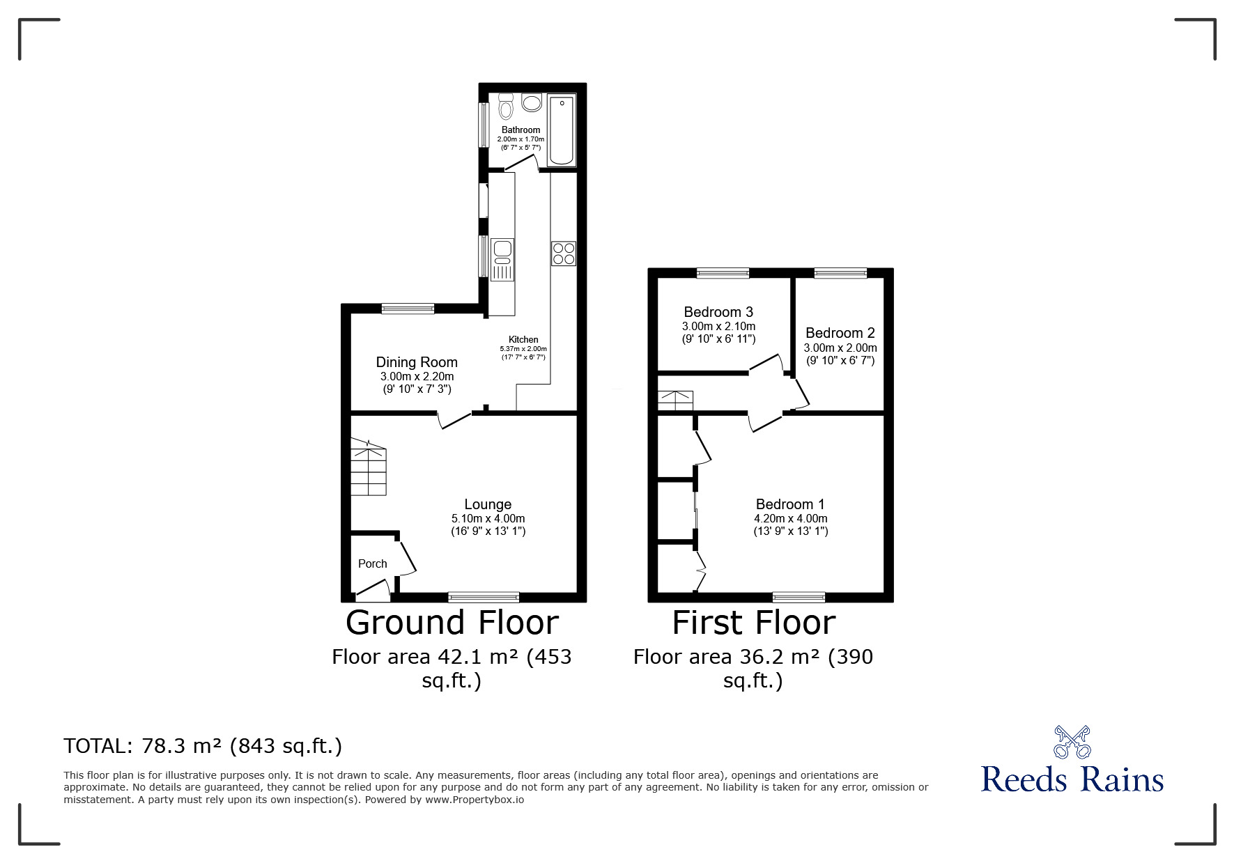 Floorplan of 3 bedroom Mid Terrace House for sale, Institute Terrace West, Pelton, Durham, DH2