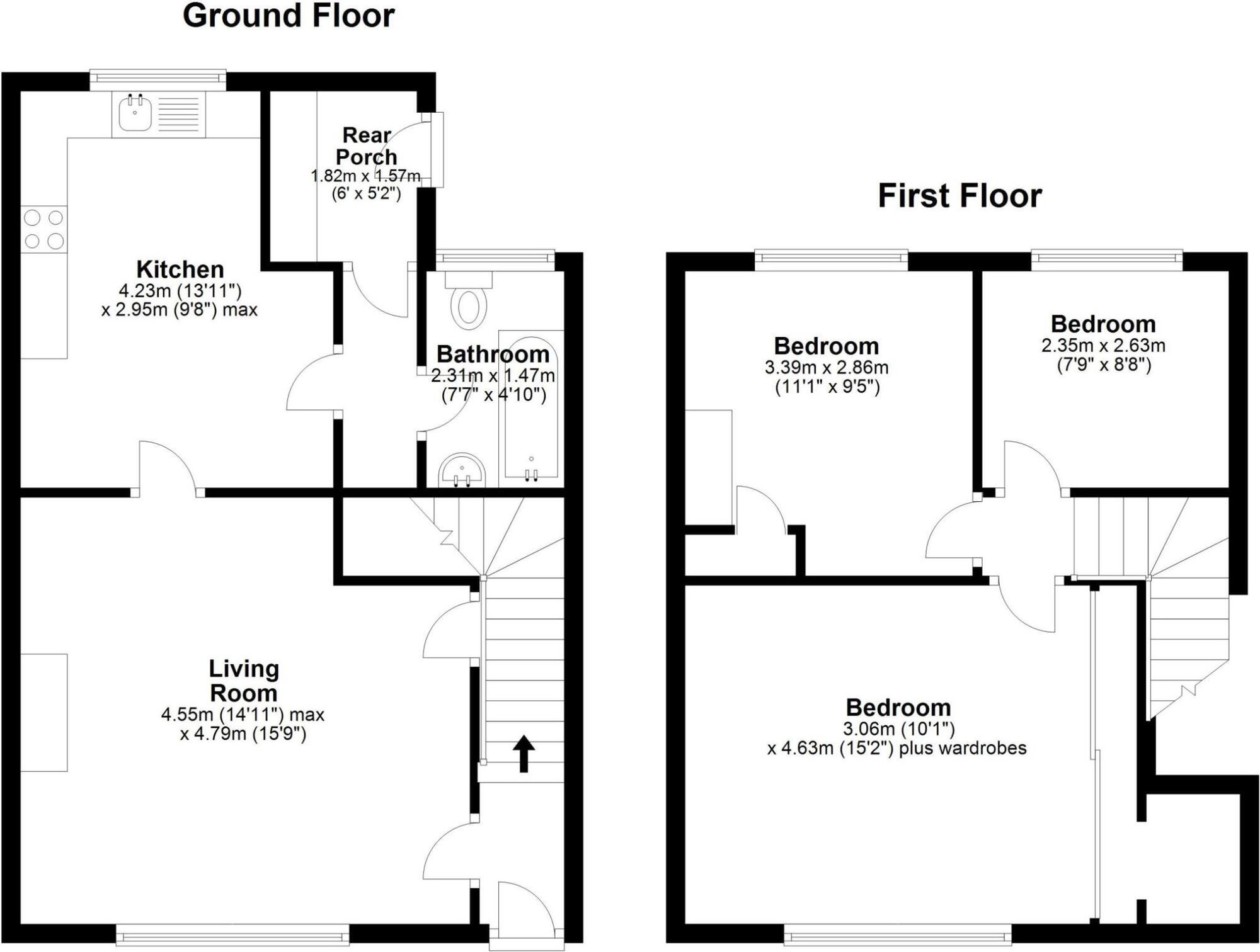 Floorplan of 3 bedroom End Terrace House for sale, Wordsworth Avenue East, Houghton Le Spring, Tyne and Wear, DH5