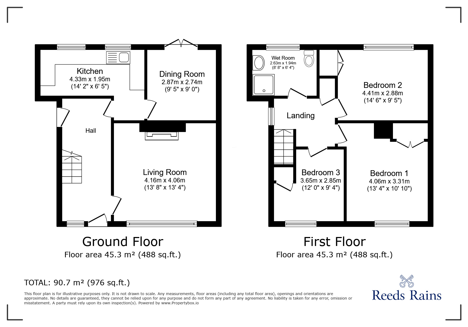 Floorplan of 3 bedroom Semi Detached House for sale, Quantock Avenue, Chester Le Street, Durham, DH2