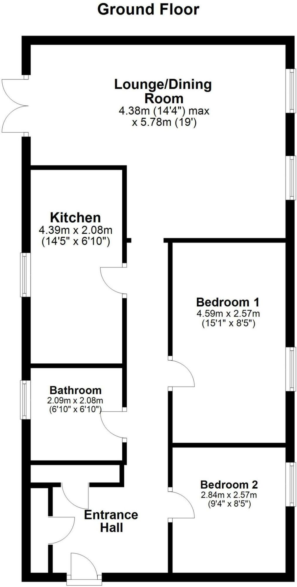 Floorplan of 2 bedroom  Flat for sale, Petteril, Washington, Tyne and Wear, NE38