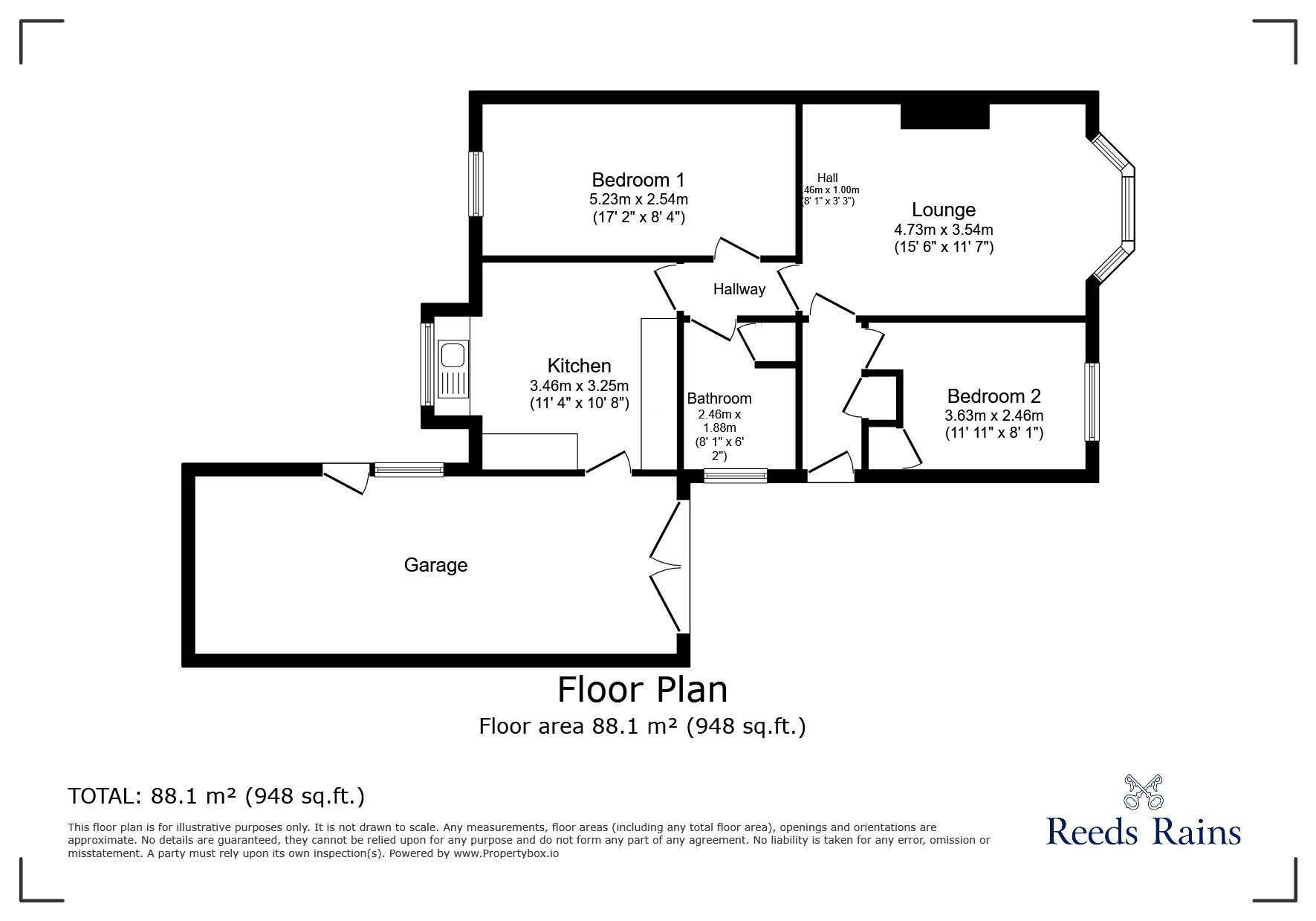 Floorplan of 2 bedroom Semi Detached Bungalow for sale, Caragh Road, Chester Le Street, Durham, DH2