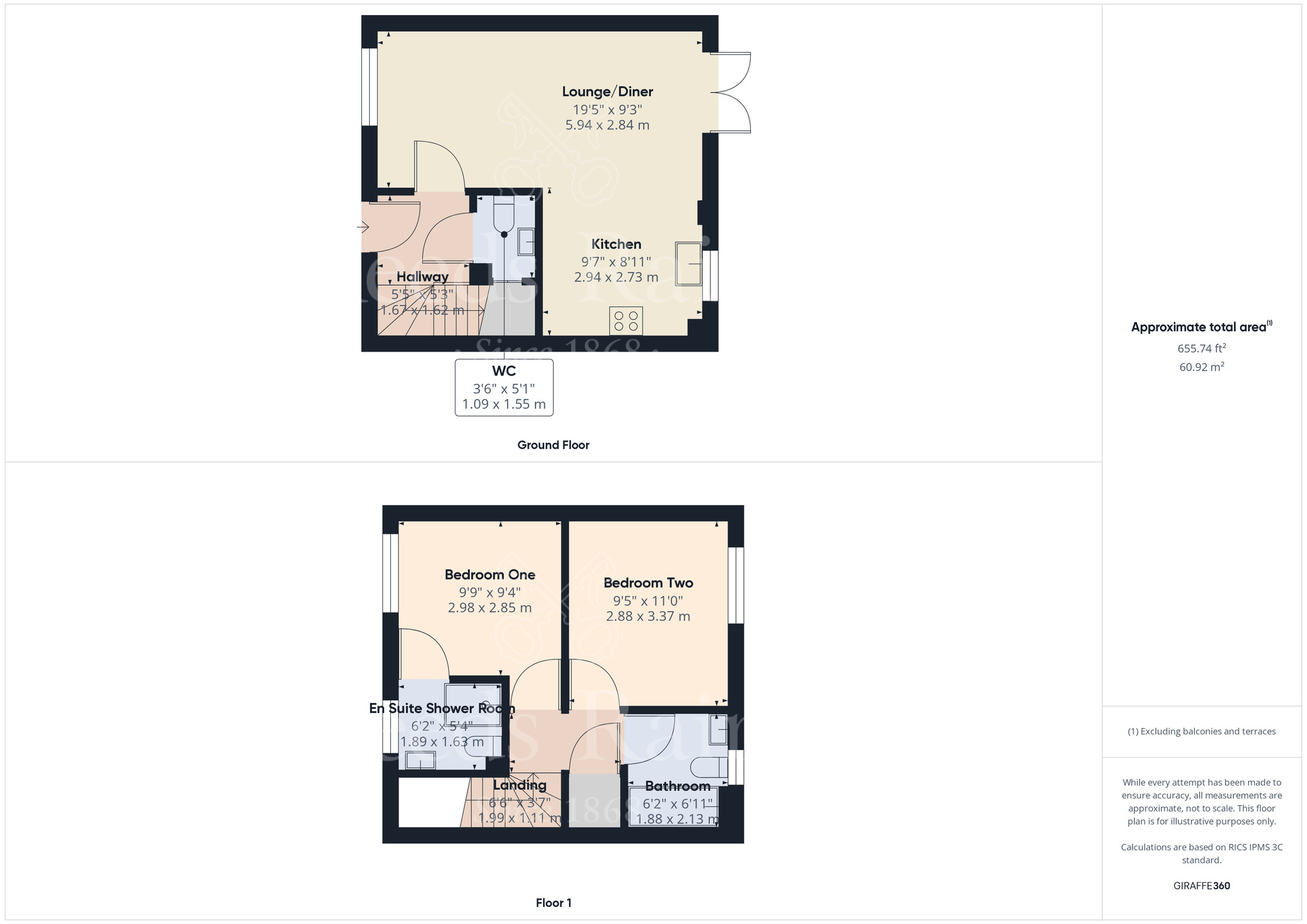 Floorplan of 2 bedroom Semi Detached House for sale, Darwin Avenue, Dartford, Kent, DA1