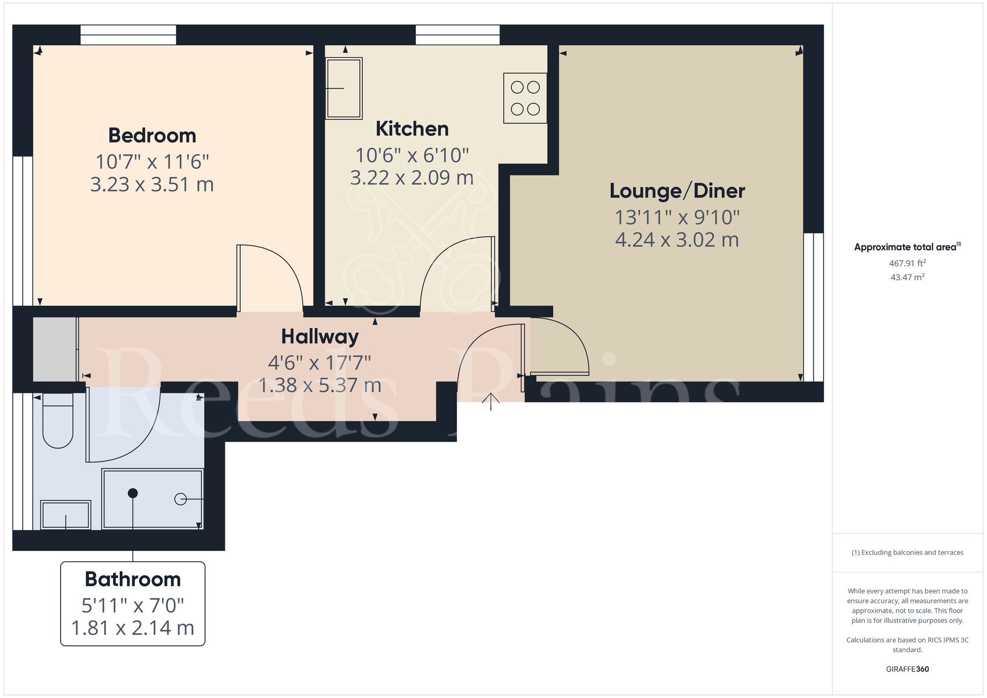 Floorplan of 1 bedroom  Flat to rent, Gorringe Avenue, South Darenth, Kent, DA4