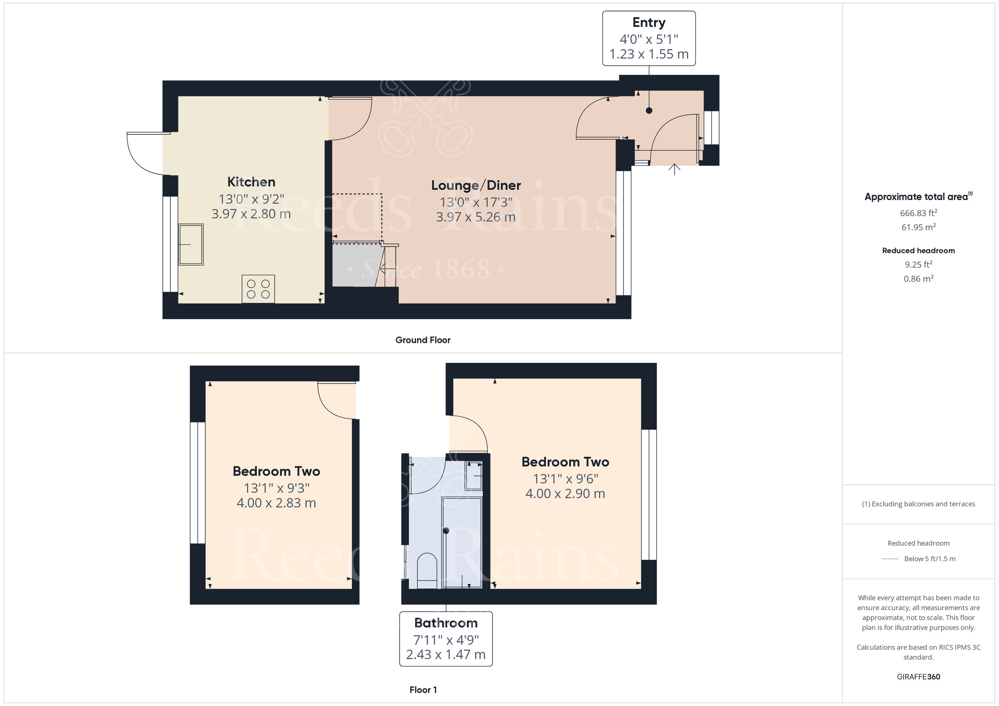 Floorplan of 2 bedroom Mid Terrace House for sale, Reeves Close, Staplehurst, Kent, TN12