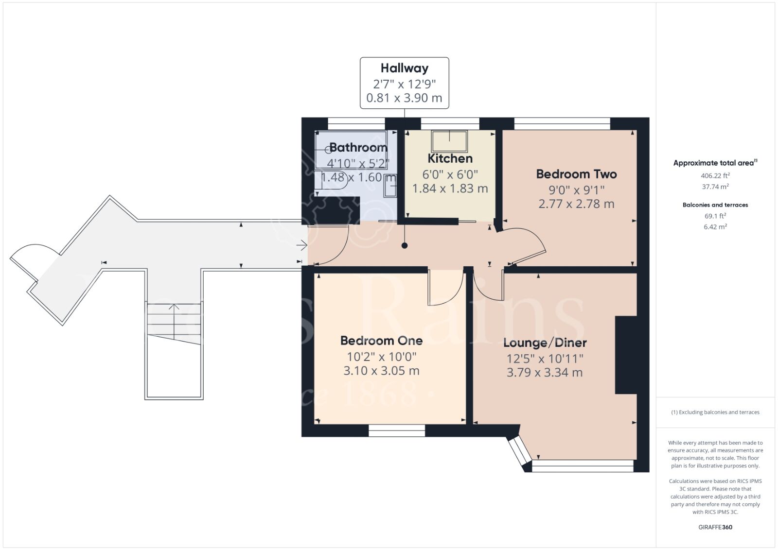 Floorplan of 2 bedroom  Flat for sale, Burnham Crescent, Dartford, Kent, DA1