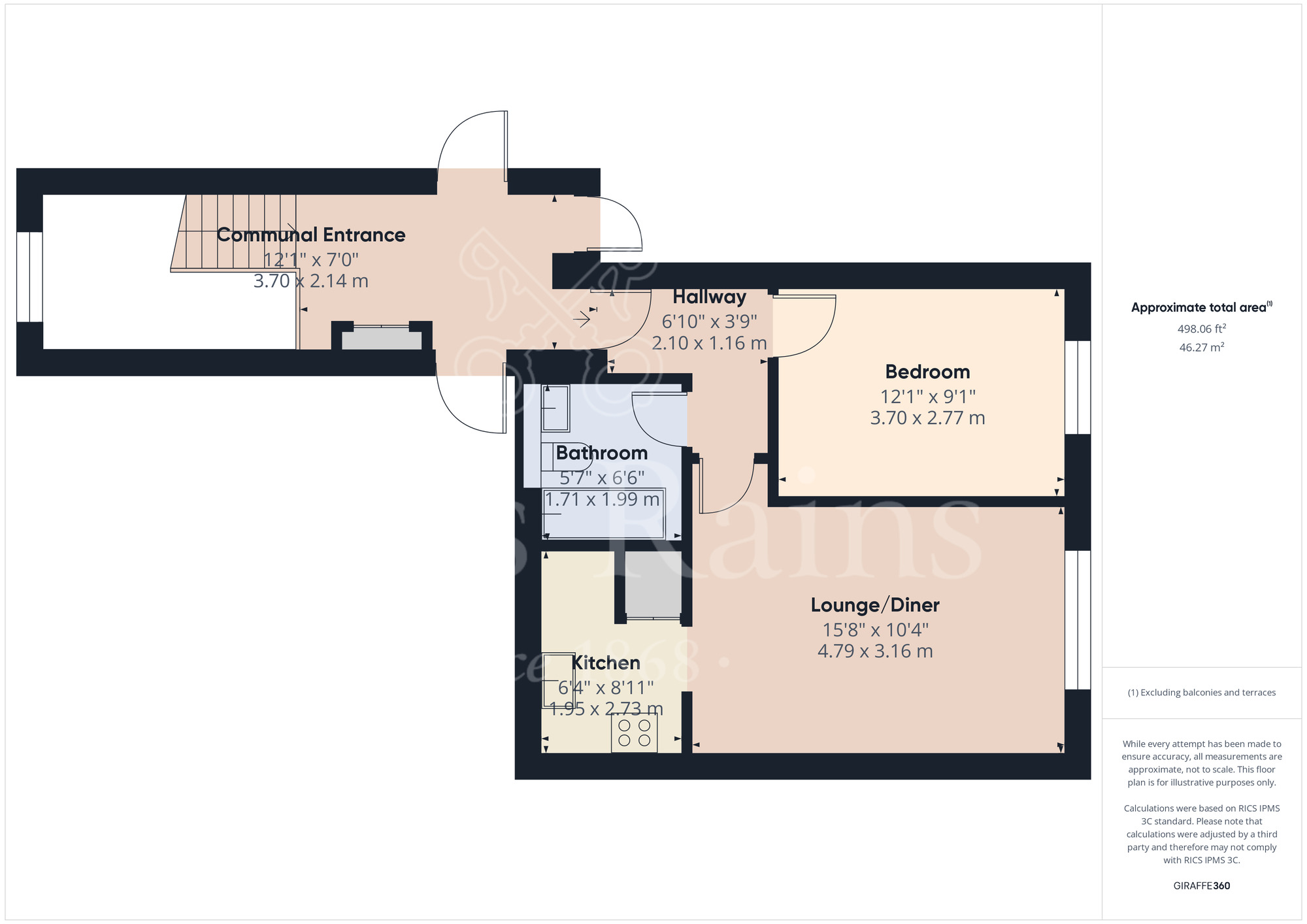 Floorplan of 1 bedroom  Flat for sale, Osbourne Road, Dartford, Kent, DA2