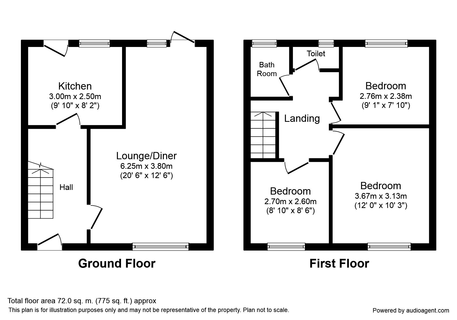 Floorplan of 3 bedroom Mid Terrace House to rent, Donnini Place, Durham, DH1