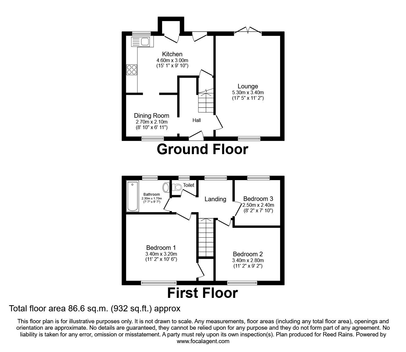 Floorplan of 3 bedroom Mid Terrace House to rent, Opal Avenue, Chilton, County Durham, DL17