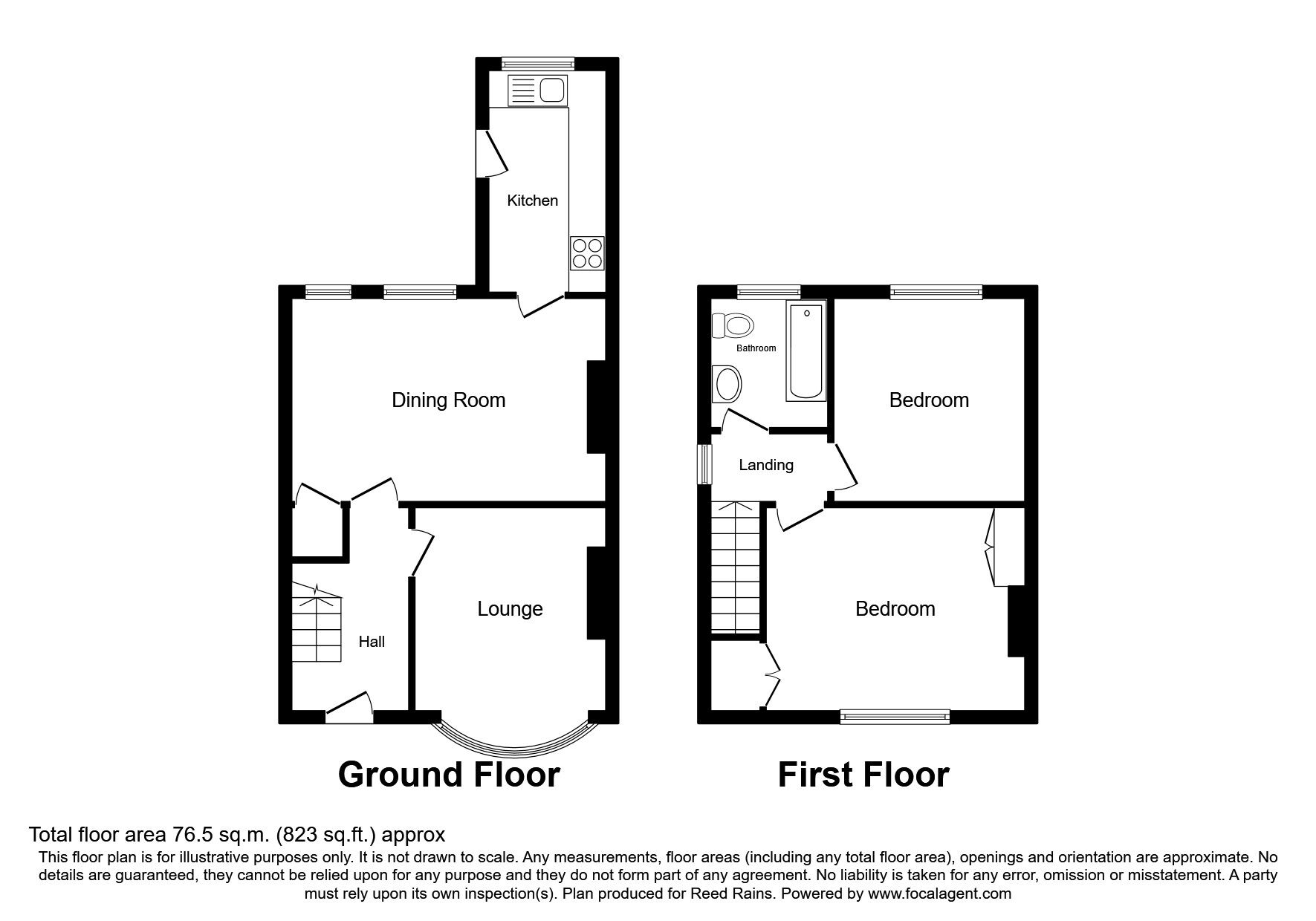 Floorplan of 2 bedroom Semi Detached House to rent, The Avenue, Coxhoe, Durham, DH6