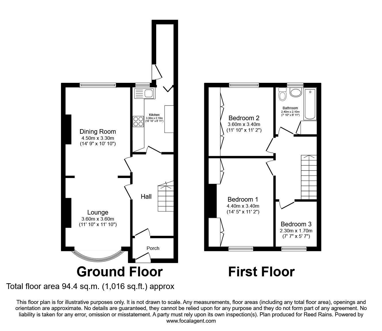 Floorplan of 3 bedroom Mid Terrace House to rent, Leeholme Road, Leeholme, Durham, DL14