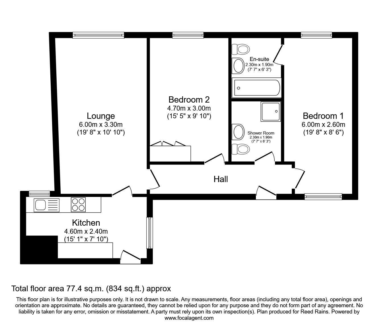 Floorplan of 2 bedroom  Flat to rent, The Castle, Stanhope, Durham, DL13