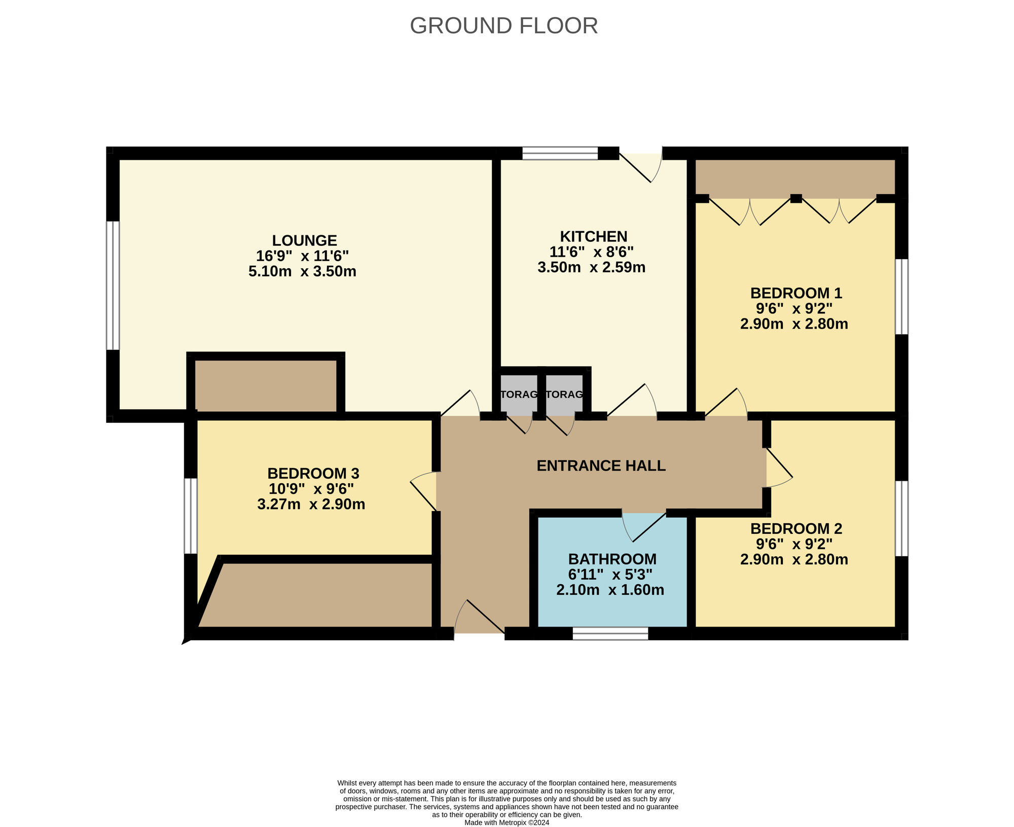 Floorplan of 3 bedroom Detached Bungalow for sale, Midhill Close, Brandon, Durham, DH7