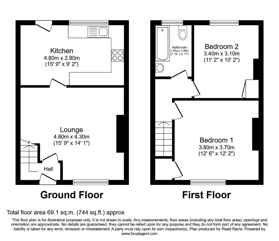 Floorplan of 2 bedroom Mid Terrace House for sale, Tenth Street, Horden, Durham, SR8