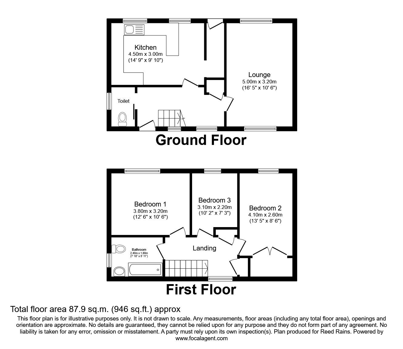 Floorplan of 3 bedroom Semi Detached House to rent, Folly Terrace, Durham, DH1