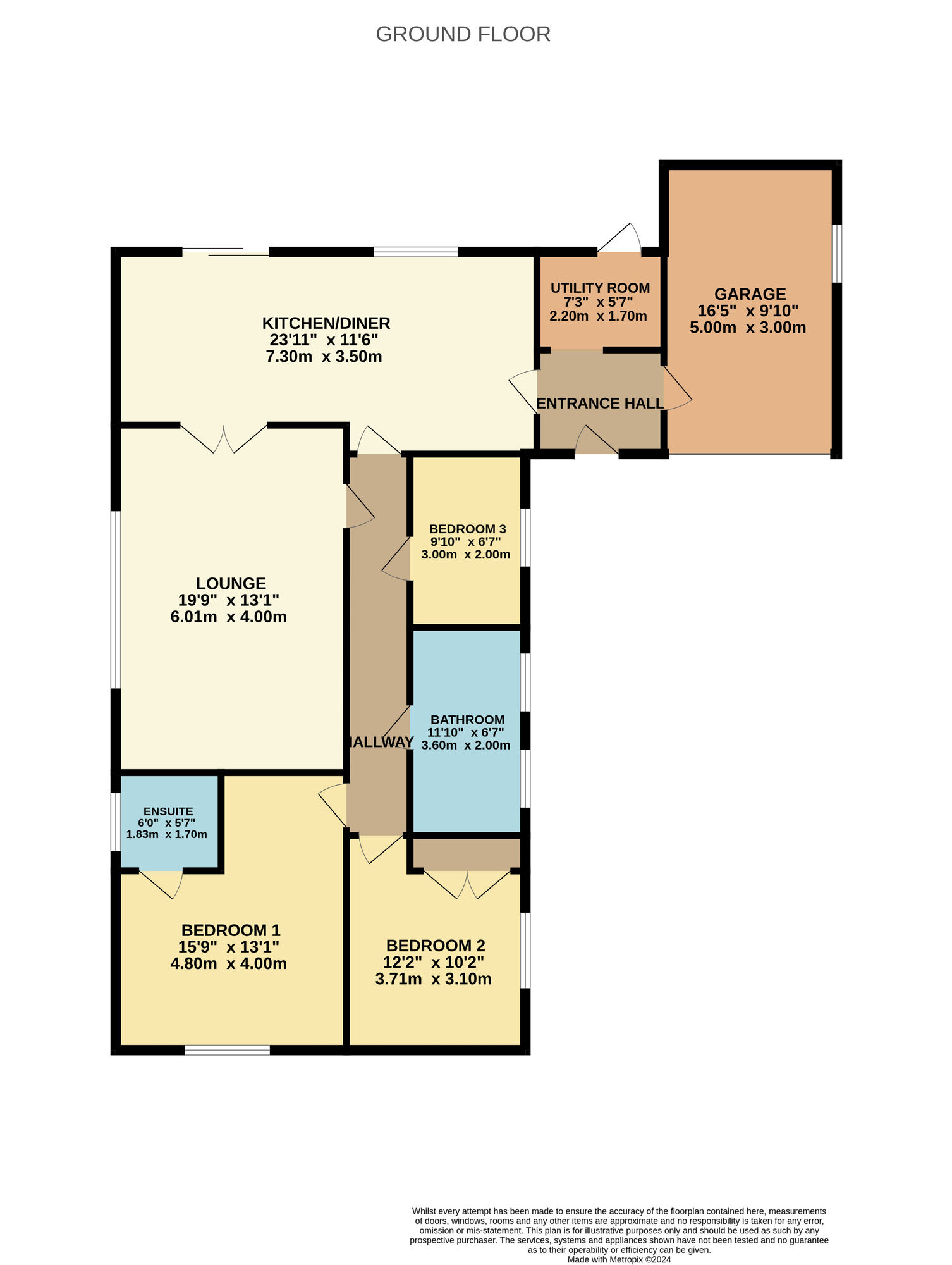 Floorplan of 3 bedroom Detached Bungalow for sale, The Croft, Kirk Merrington, Durham, DL16