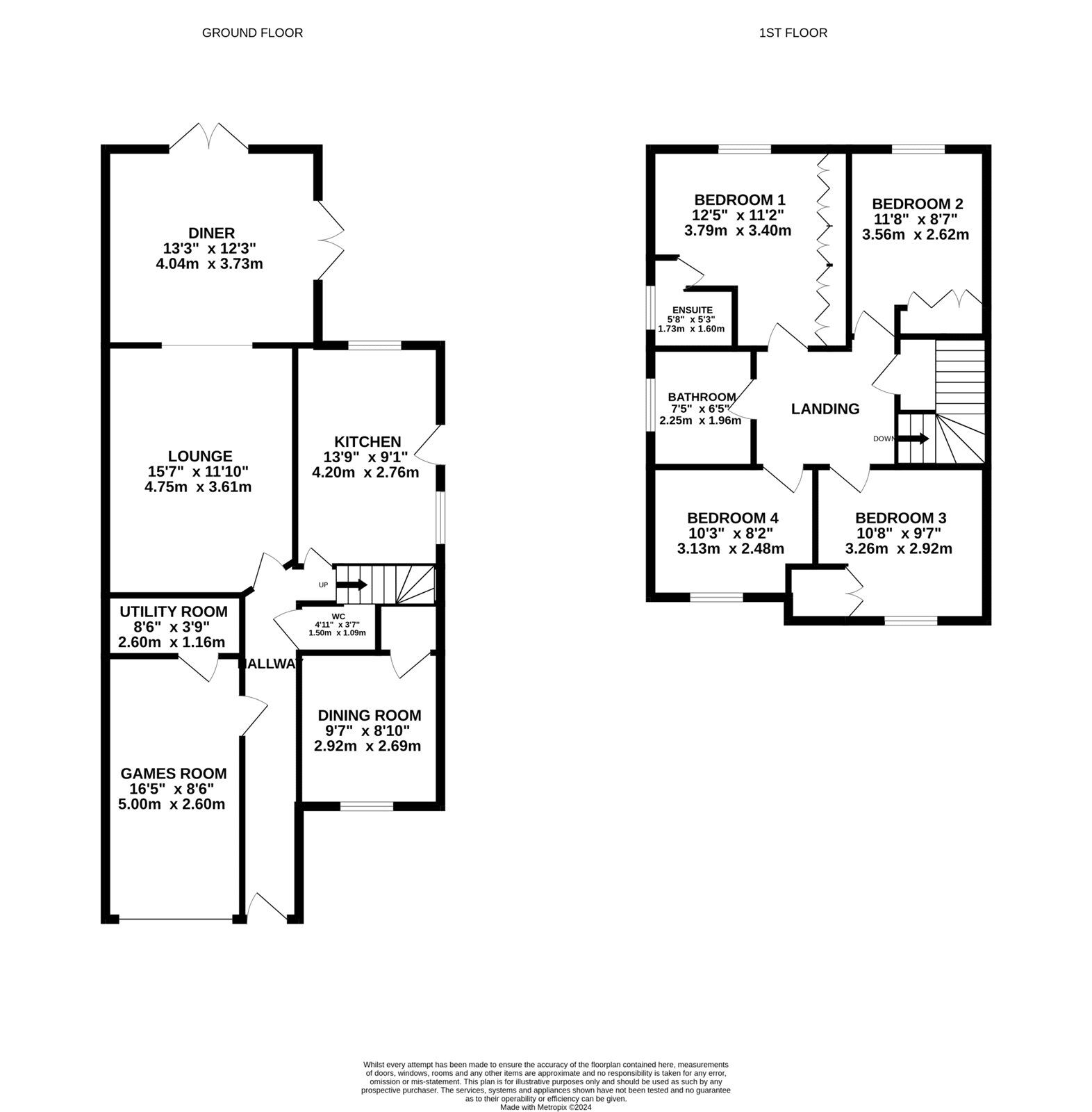 Floorplan of 4 bedroom Detached House for sale, Charlton Court, Bowburn, Durham, DH6