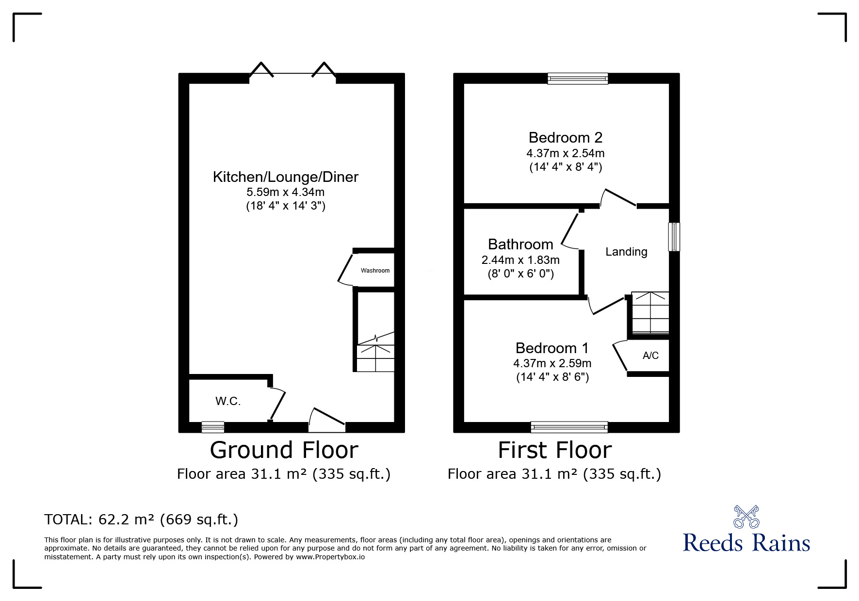 Floorplan of 2 bedroom Semi Detached House for sale, Mason Gardens, Chilton, Durham, DL17