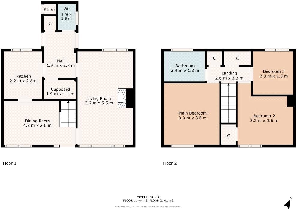 Floorplan of 3 bedroom Mid Terrace House for sale, Hilltop View, Langley Park, Durham, DH7