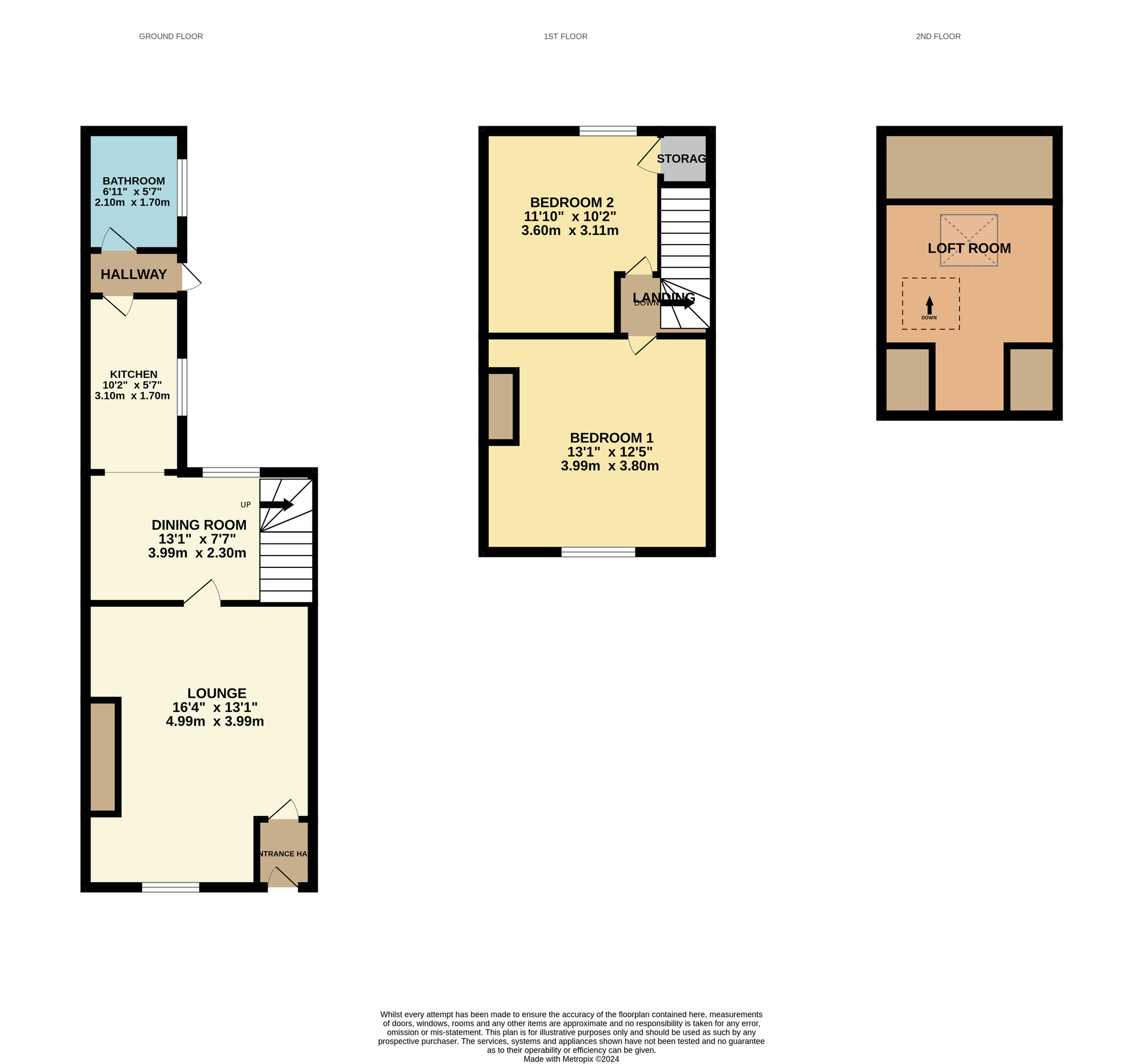 Floorplan of 2 bedroom Mid Terrace House for sale, Frederick Street North, Meadowfield, Durham, DH7