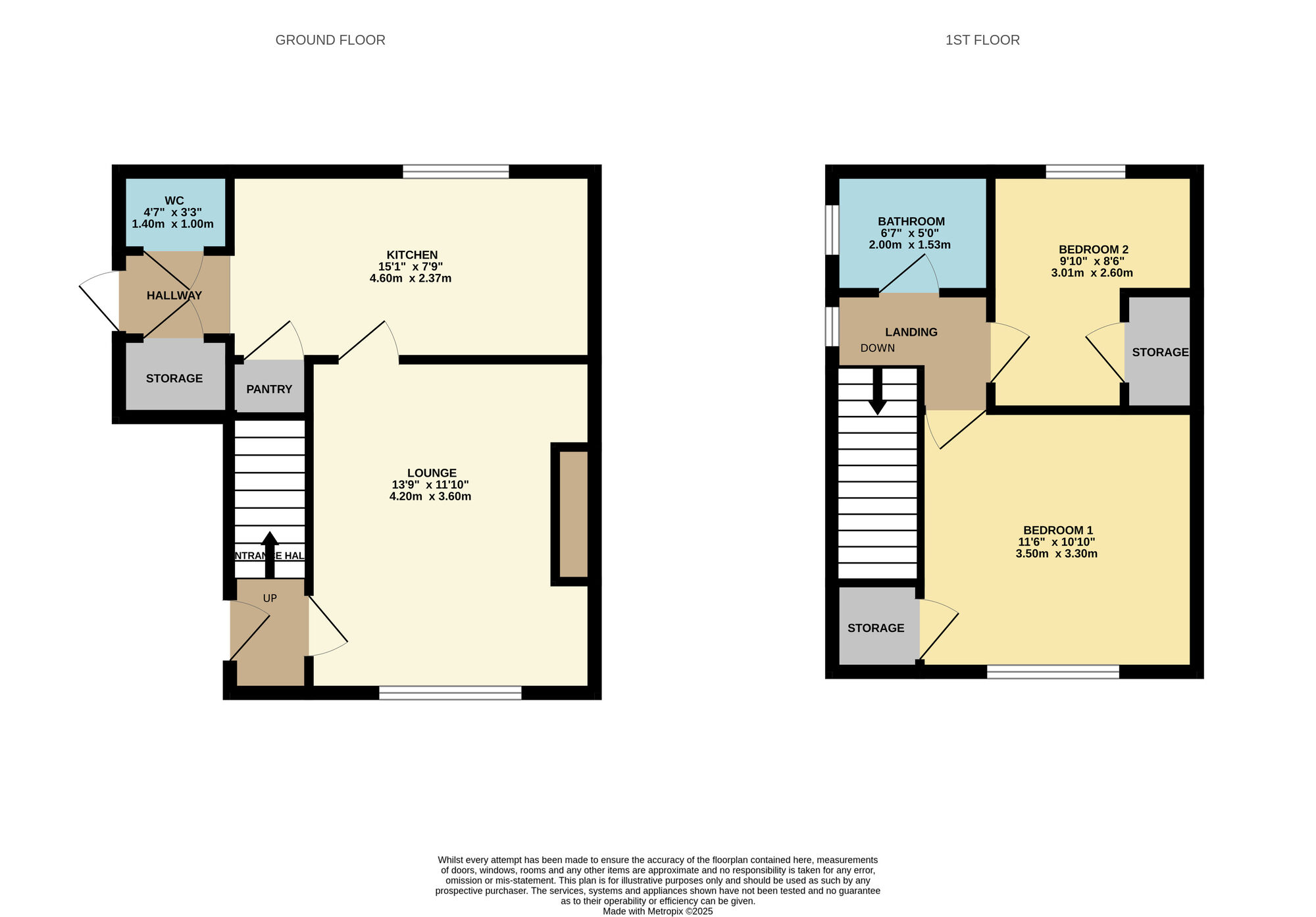 Floorplan of 2 bedroom Semi Detached House for sale, Grange Crescent, Coxhoe, Durham, DH6