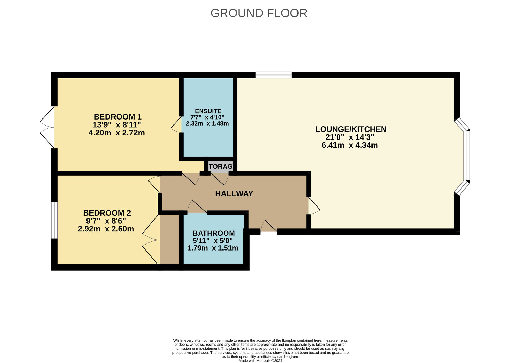 Floorplan of 2 bedroom  Flat for sale, Hutton Way, Framwellgate Moor, Durham, DH1