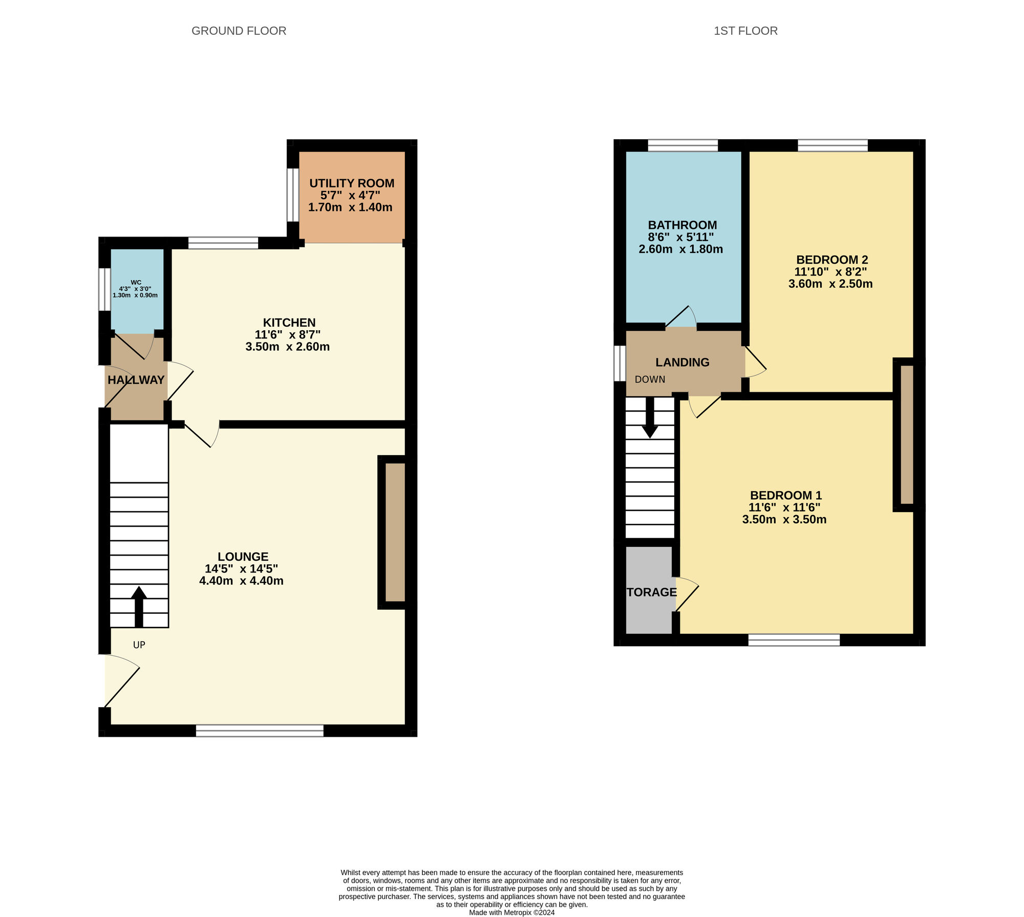 Floorplan of 2 bedroom Semi Detached House for sale, Beech Grove, Trimdon Station, Durham, TS29