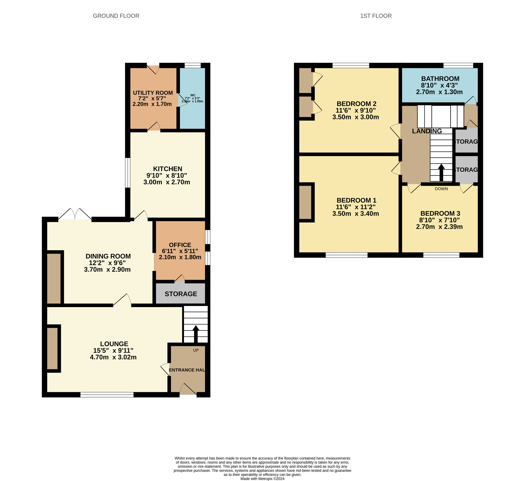 Floorplan of 3 bedroom Mid Terrace House for sale, East View, Meadowfield, Durham, DH7