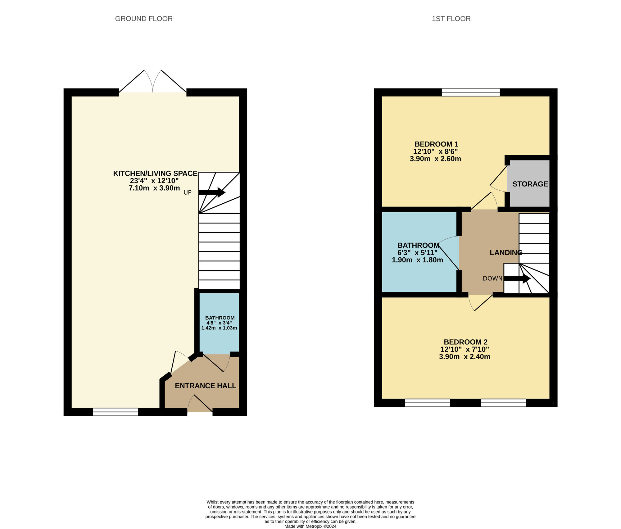 Floorplan of 2 bedroom Semi Detached House for sale, Bell Road, Spennymoor, Durham, DL16