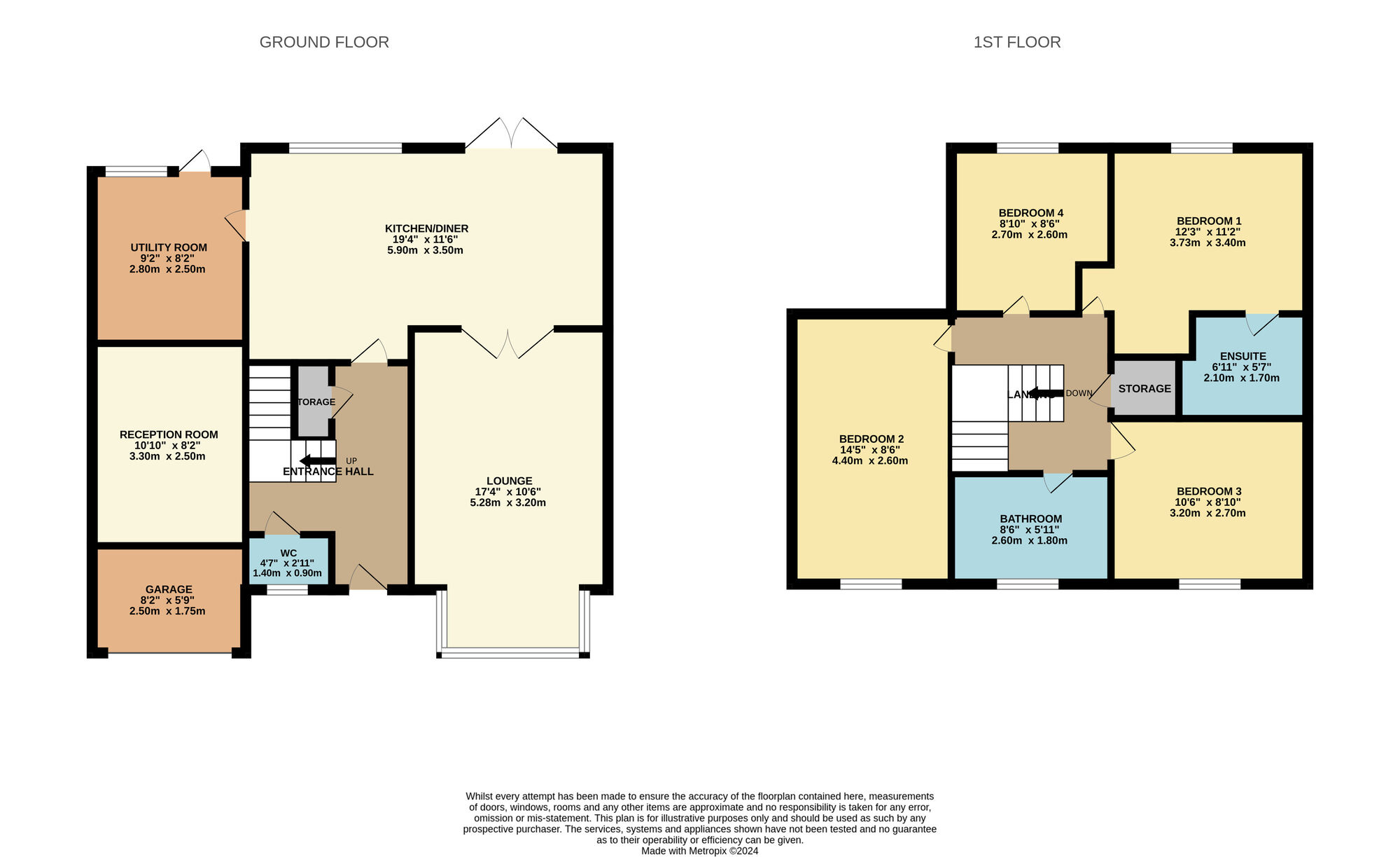 Floorplan of 4 bedroom Detached House for sale, Pinders Way, Sherburn Hill, Durham, DH6