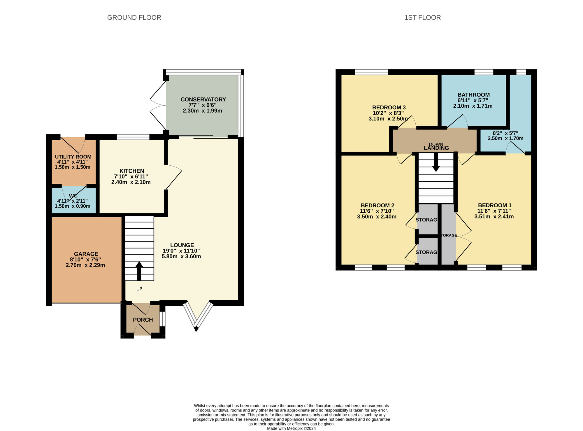 Floorplan of 3 bedroom Detached House for sale, Aden Court, Bearpark, Durham, DH7