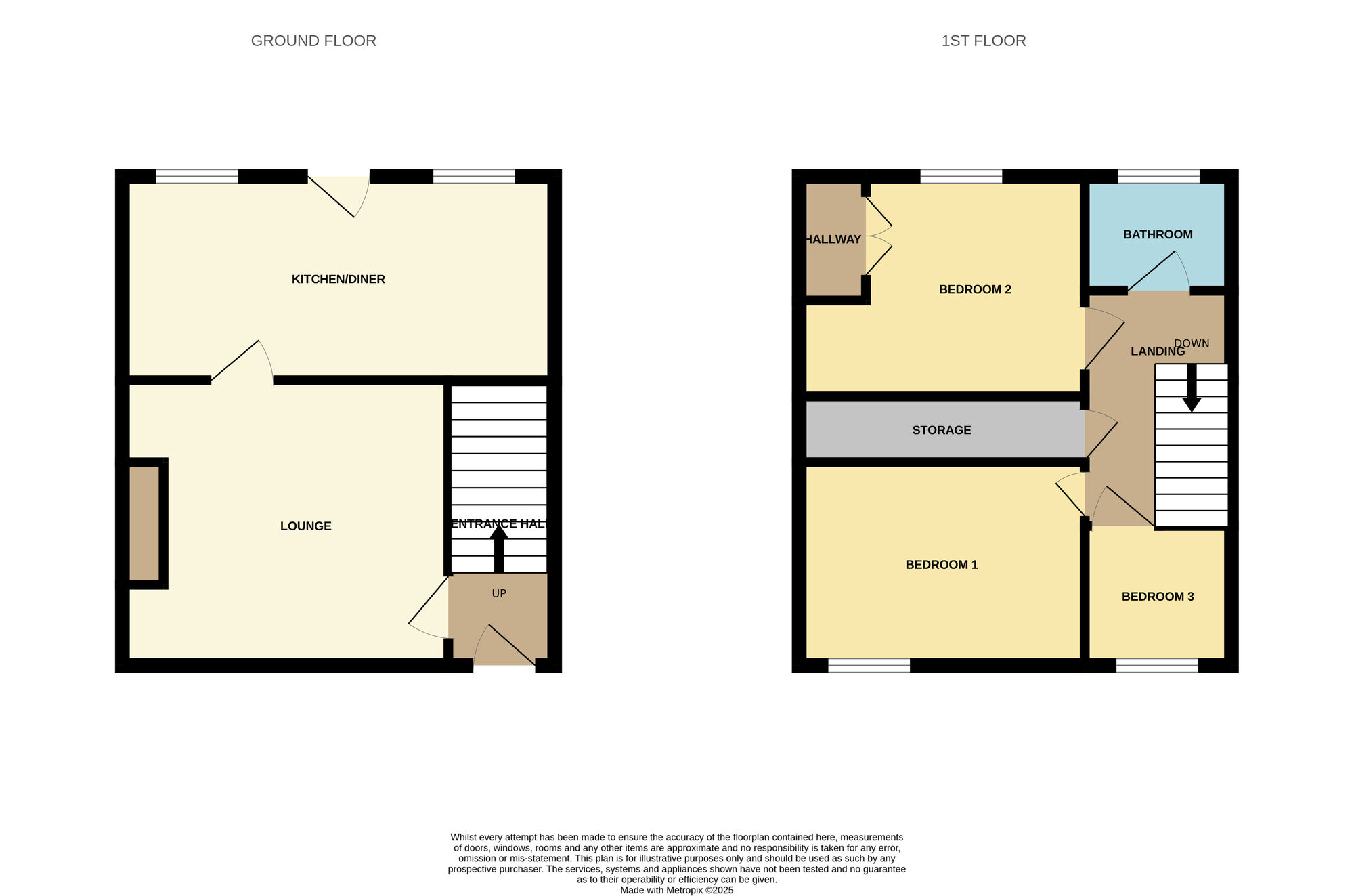 Floorplan of 3 bedroom Mid Terrace House for sale, Norburn Park, Witton Gilbert, Durham, DH7